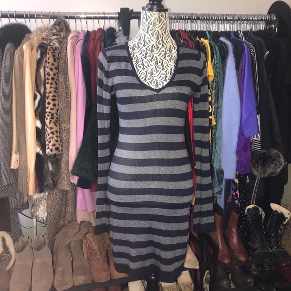 BCBGMAXAZRIA silk cashmere blend striped dress xs - Picture 5 of 12